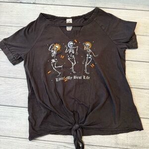 Dancing Skeletons Graphic Tee - Black